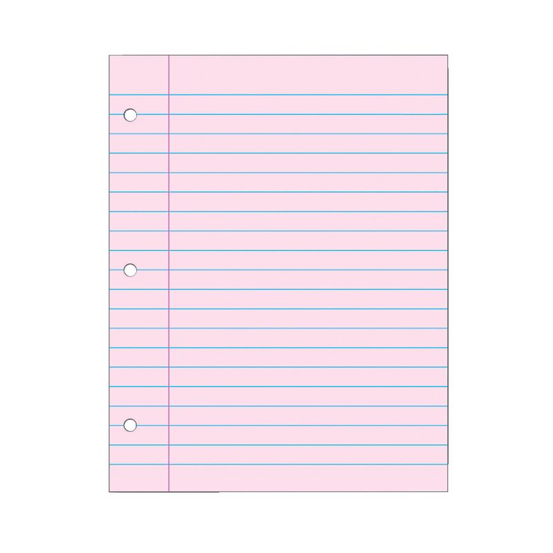 School Smart Filler Paper, 3-Hole Punched, 8-1/2 x 11 Inches, Pink, 100 Sheets, 1 of 3