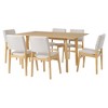 JANSNO 7-Piece Modern Dining Set with Solid Wood Rectangular Table & Linen Upholstered Chairs - 2 of 4