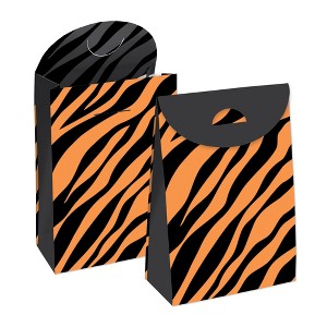 Big Dot of Happiness Tiger Print - Jungle Gift Favor Bags - Party Goodie Boxes - Set of 12 - 1 of 4