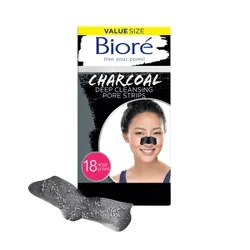 Biore Charcoal Deep Cleansing Blackhead Remover Pore Strips, Nose Strips For Deep Pore Cleansing - 18ct