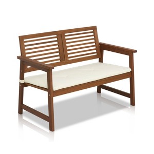 HOMLUX Outdoor 2-Seat Garden Bench Porch Chair with Removable Cushion, Weatherproof - 1 of 4