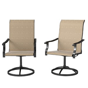Patio Swivel Chairs Set of 2, High Back Patio Dining Chairs with All-Weather Mesh for Backyard, Lawn, Garden - 1 of 4