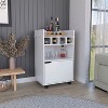 NicBex 2 Shelves Rolling Kitchen Island Cart with 1 Cabinet and 4 Bottle Rack,Kitchen Island on Wheels with Storage,Island Table for Kitchen,White - 2 of 4