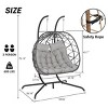 Outdoor Hanging 2-Person Egg Swing Chair,Wicker Basket Hammock Chair With UV Resistant Cushions And Stand For Balcony Bedroom-Coolbibila - 4 of 4