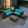 Costway 6PCS Patio Rattan Furniture Set 32'' Fire Pit Table Tank Holder with Cover Beige/Navy/Red/Turquoise - 2 of 4