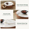 POVISON 35" Round Drum Sintered Stone Coffee Table with Storage, Modern Wood Coffee Table with 2 Drawers, Fully Assembled, Walnut & White - 4 of 4