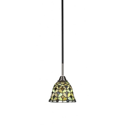Toltec Lighting Paramount 1 - Light Pendant in  Matte Black/Brushed Nickel with 7" Crescent Art Glass Shade