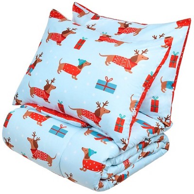 The Lakeside Collection Christmas Dachshunds Complete Comforter Set with Sheets - Queen