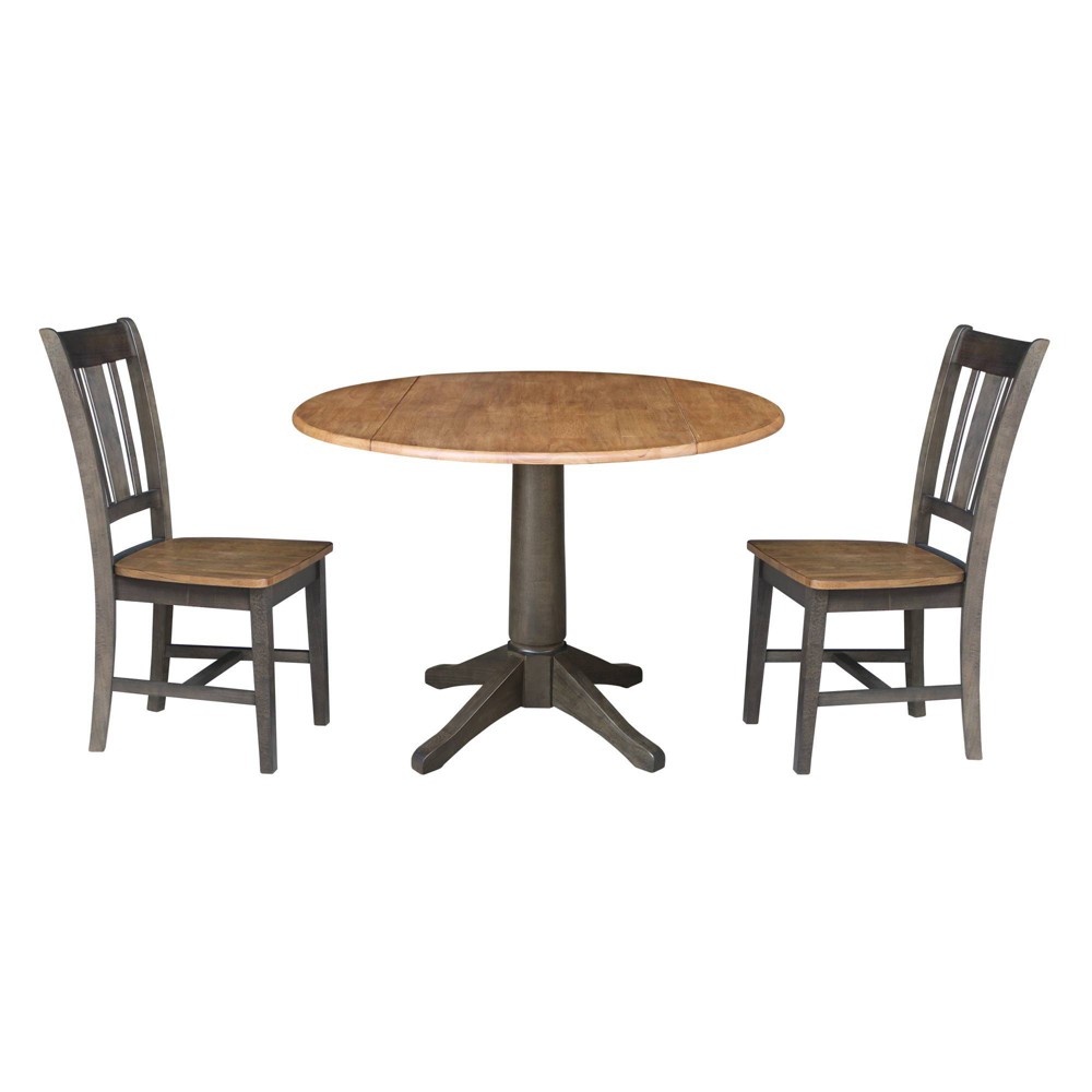 Photos - Dining Table 42" Round Dual Drop Leaf  with 2 Splat Back Chairs - Internati