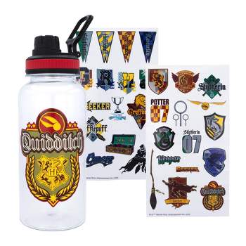 Silver Buffalo Harry Potter Quidditch 32-Ounce Water Bottle and Sticker Set