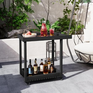 2-Tier Utility Cart with Wheels, 500lb Capacity Mobile Prep Table for Kitchen, Patio & BBQ - 1 of 4