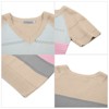 Womens V Neck Lightweight Crochet Sweater Color Block Pullover Sweater Summer T Shirts 2024 - 4 of 4