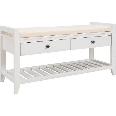Rustic Wood Entryway Bench with Shoe Rack & 2 Drawers - Multi-Functional Storage Bench  for Hallway, Bedroom, Living Room