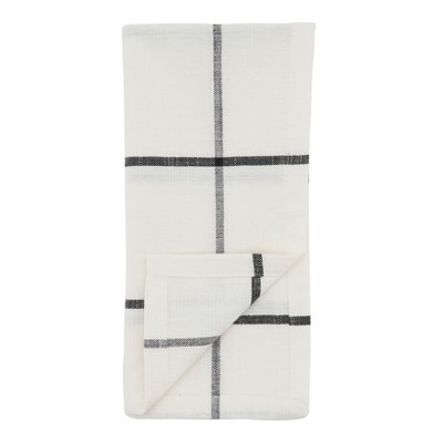 White and Black Cotton Windowpane Plaid Table Napkins Set of 4