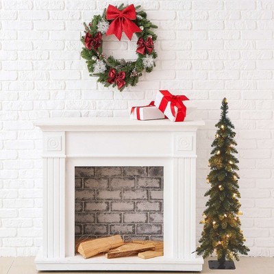 4-Foot White Fir Pencil Slim Christmas Tree with Lights