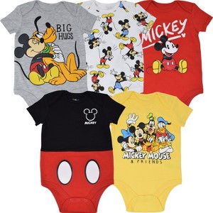 Disney Mickey Mouse Lion King Winnie the Pooh Pixar Toy Story Finding Nemo Baby 5 Pack Bodysuits Newborn to Infant - 1 of 4