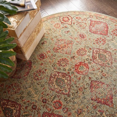 Elegant Somerset Light Green Round Wool-Blend Area Rug, 5'6"