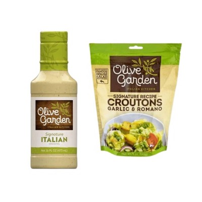 Olive Garden Salad Dressing and Crouton Pack (16oz Bottle)