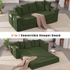 QingMoon Pull Out Loveseat Sofa, Foldable Floor Couch Bed, Corduroy Boneless Sofa with 5 Pillows, Side Pocket, Cup Holders for Living Room, Bedroom - 3 of 4