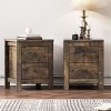 2-Piece Farmhouse Wooden Nightstand Set with Retro Design, Wood Side Tables with Storage Cabinets for Bedroom or Living Room-Maison Boucle - 2 of 4