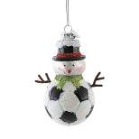 Noble Gems 4.0" Soccer Snowman Sports Ball Snow  -  Tree Ornaments