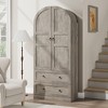 Garvee Tall Storage Cabinet, Farmhouse Large Wood Arched Kitchen Pantry, Bookcase with Doors & 2 Drawers for Dining, Office, Living Room, 72" - 2 of 4