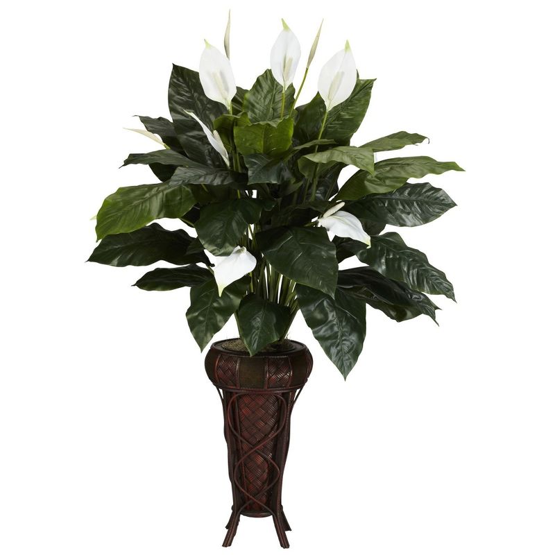 Nearly Natural 57-in Spathiphyllum w/Stand Silk Plant, 1 of 2