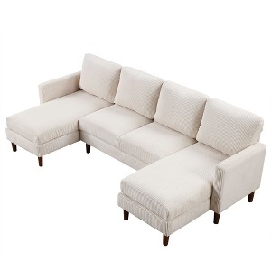 NicBex Modular 103" U Shpae Sectional Sofa Corduroy Sleeper Couch Set with Wood Frame for Living Room - 1 of 4