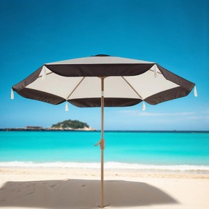 GRANDPATIO 108'' Brown&Beige All Metal Market Umbrella With Fringe - 1 of 4