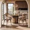 Lantine Round Dining Table for 4 People, 39.37" Dinner Table with Fence Pedestal Base, Farmhouse Kitchen Table  for Dining Room, Living Room - 4 of 4