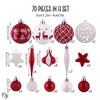 70pc Endearing Prominent Red and White Christmas Ornament Set, Bauble Bundle with Candycane Colors and Patterns| OrnamentallyYou - 2 of 4