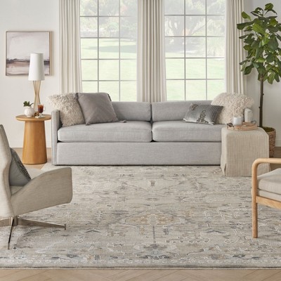 Nyle Ivory Taupe Floral Synthetic 8x10 Area Rug