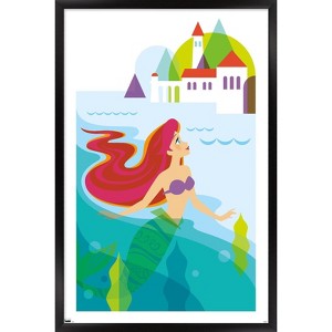 Trends International Disney The Little Mermaid - Ariel with Castle Framed Wall Poster Prints - 1 of 4