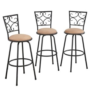 Set of 3 Claremont Adjustable Swivel Counter Height Barstools Black/Tan - Buylateral: Metal Frame & Upholstered Seats - 1 of 4