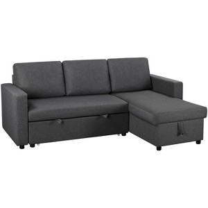 Yaheetech Reversible Sleeper Sectional Sofa with Chaise & Storage Bed - 1 of 4