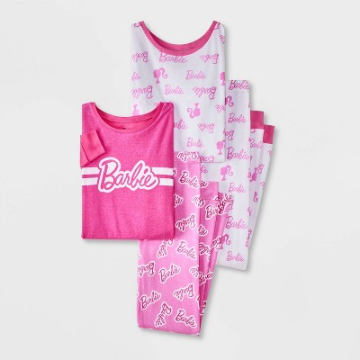 Girls' 4pc Barbie Pajama Set - Pink