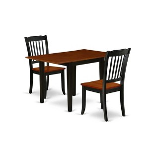 HomeStock 3-Piece Black and Cherry Finish Solid Wood Top Dining Table Set - 1 of 4