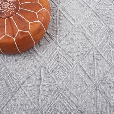 Gray Hand-Tufted Wool Geometric 3' x 5' Area Rug