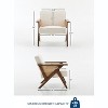 Mid-Century Rattan Lounge Chair, Linen Upholstered Vintage Armchair with So-Lid Wood Frame for Living Room/Bedroom, 286LB Capacity, Beige(1 PCS) - 3 of 4