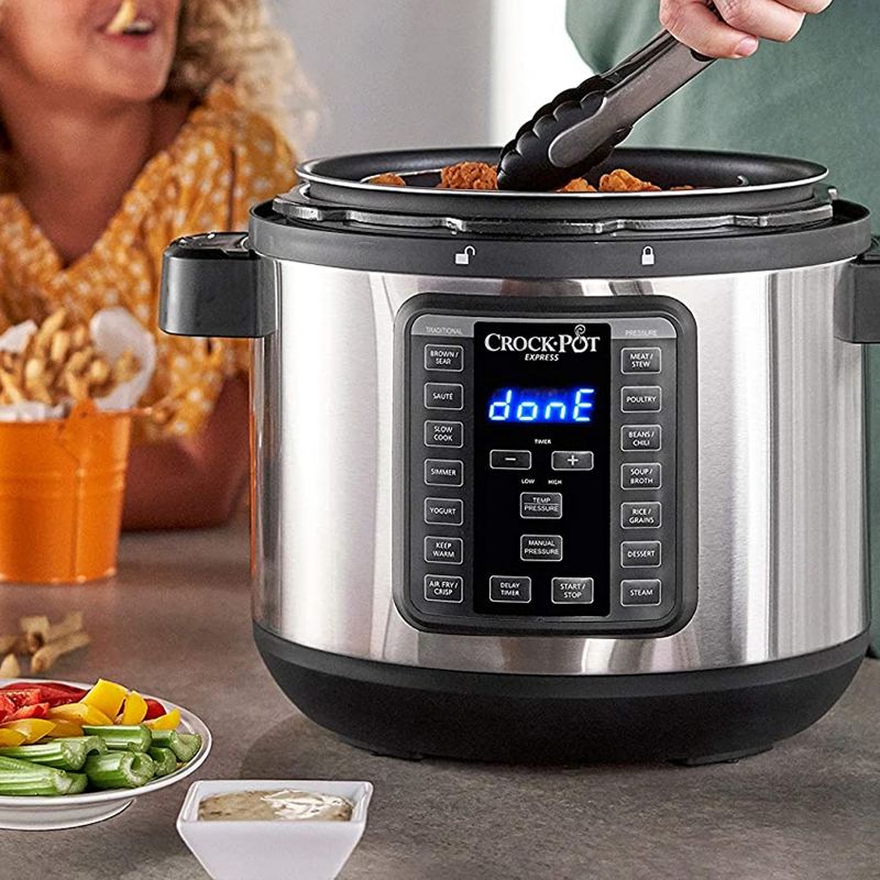 Crock-Pot - 8-Qt. Express Crock Programmable Slow Cooker and Pressure Cooker with Air Fryer Lid - Stainless Steel, 3 of 4