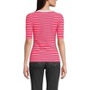 売れ筋商品|||ランズエンド カットソー トップス レディース Women's Elbow Sleeve Polished Rib Henley Top Berry rouge dual stripe Lands' End Women's Elbow Sleeve Polished Rib Henley Top