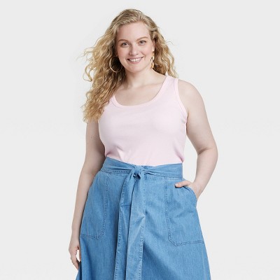 Women's Slim Fit Shrunken Rib Tank Top - Universal Thread™ Pink Xs
