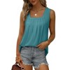 Women's Tank Tops Loose Fit Pleated Square Neck Sleeveless Tops Shirts Curved Hem Summer Outfit - 2 of 4
