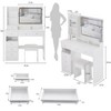 Makeup Vanity Desk with Mirror and Light, Makeup Vanity Table with Stool, Dressing Table with Drawers & Open Storage for Small Space White - 3 of 4