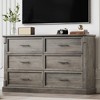 Farmhouse 6 Drawer Dresser for Bedroom, Wood Chest of Drawers with Metal Handles, Large Double Dresser TV Stand, Storage Dressers Organizer - 2 of 4