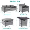 Sonkuki 6 Pieces Patio Sofa with Square Fire Pit Table and Ottomans, Wicker Conversation Couch,  Navy Blue Cushion - 3 of 4