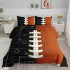 Football Comforter Set Twin – 3Pcs American Rugby Bedding for Boys, Men & Women, Sports Quilt Set with 2 Pillowcases, Black Orange Ball Theme - 2 of 4