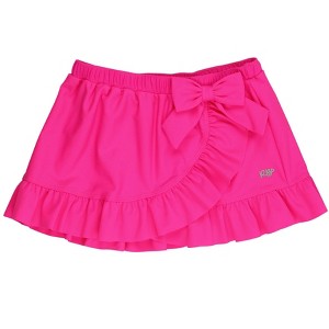 RuffleButts Girls Swim Bow Skirt Cover-Up - Neon Magenta, 4T/5 - 1 of 4