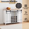 47.2” Farmhouse Wine Bar Cabinet with Sliding Door and 16-Bottle Wine Rack, Perfect for Dining and Living Spaces, Rustic Brown - 4 of 4