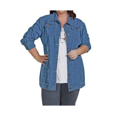 Women's Premium Long Sleeve Rydel Denim Jacket - Plus Size - On The Plus Side